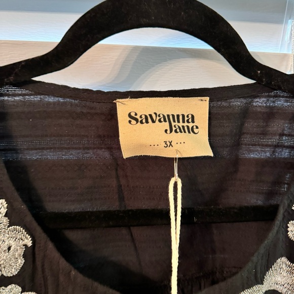 Savanna Jane Black and Silver Embroidered Blouse - Picture 5 of 7